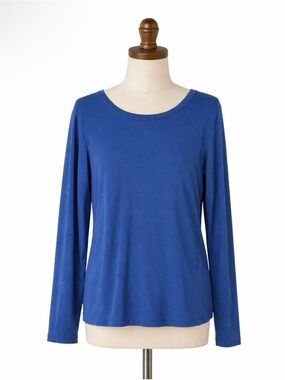 Cheerful Vibrant Blue Crew Neck Longsleeve Shirt